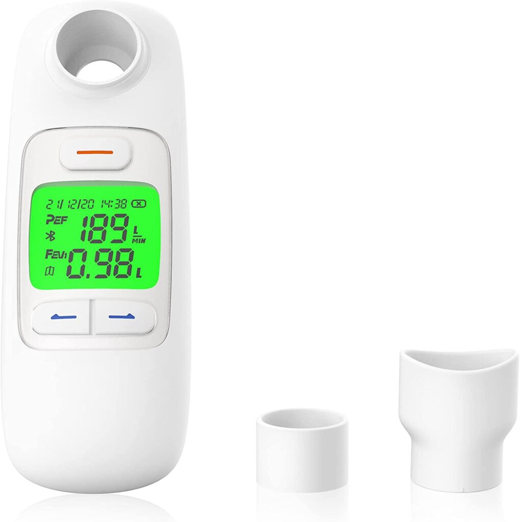 Peak flow meter with two mouthpieces